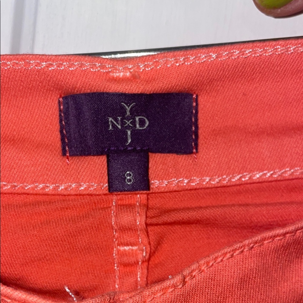 NYDJ Bright Coral Cropped Pants - Picture 2 of 9